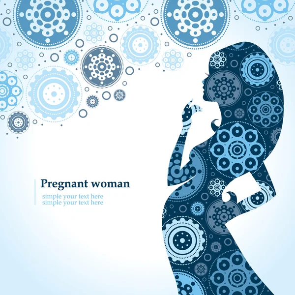 Silhouette of pregnant woman in winter — Stock Vector