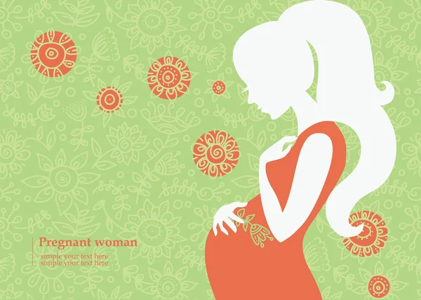 Silhouette de la femme enceinte en été — Image vectorielle