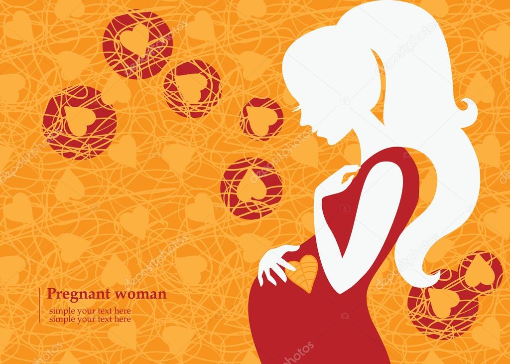Silhouette of pregnant woman in autumn