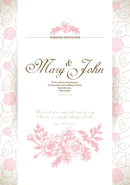 Tarjeta de invitación de boda — Vector de stock