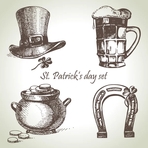 St. Patrick's Day set. Hand drawn illustrations — Stock Vector