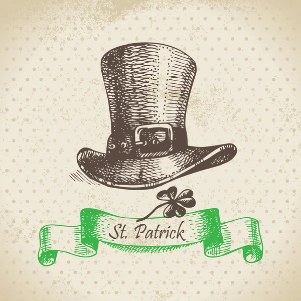 Fond vintage Saint-Patrick. Illustration dessinée main — Image vectorielle