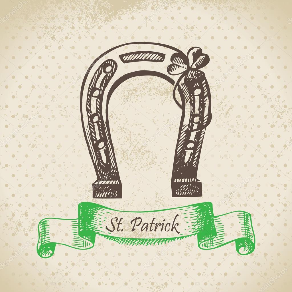 St. Patrick's Day vintage background. Hand drawn illustration