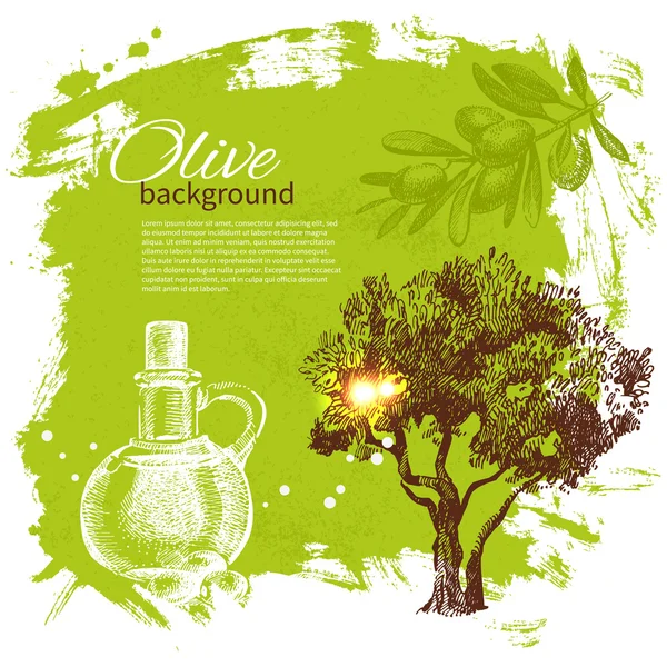 Fond olive vintage. Illustration dessinée main — Image vectorielle