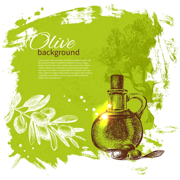 Fond olive vintage. Illustration dessinée main — Image vectorielle