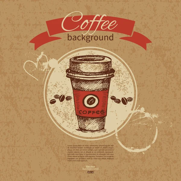 Handgezeichnet Vintage Kaffee Hintergrund. Speisekarte für Restaurant, Café, — Stockvektor