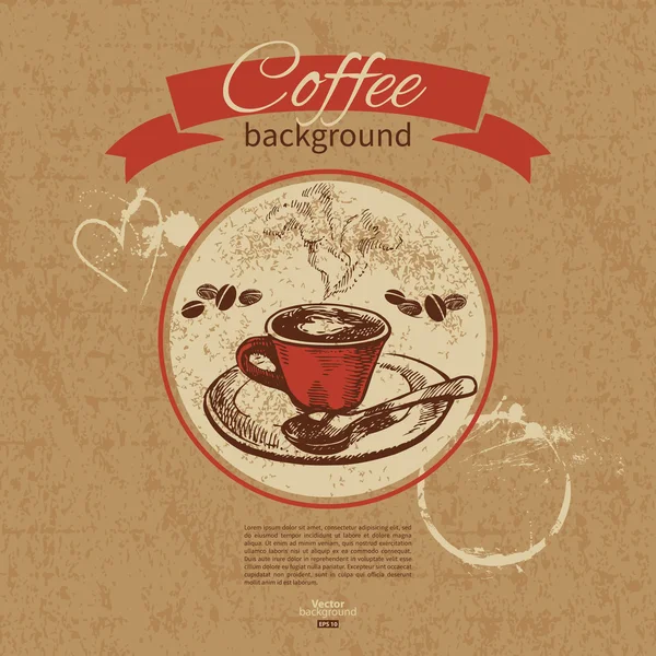 Ручной рисованный винтажный кофе фон. Меню для ресторана, кафе , — стоковый вектор