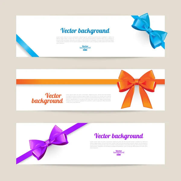 Conjunto de tarjetas con lazos de regalo — Vector de stock