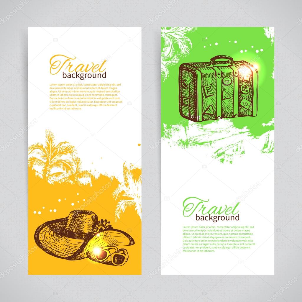 Banner set of travel colorful tropical splash backgrounds