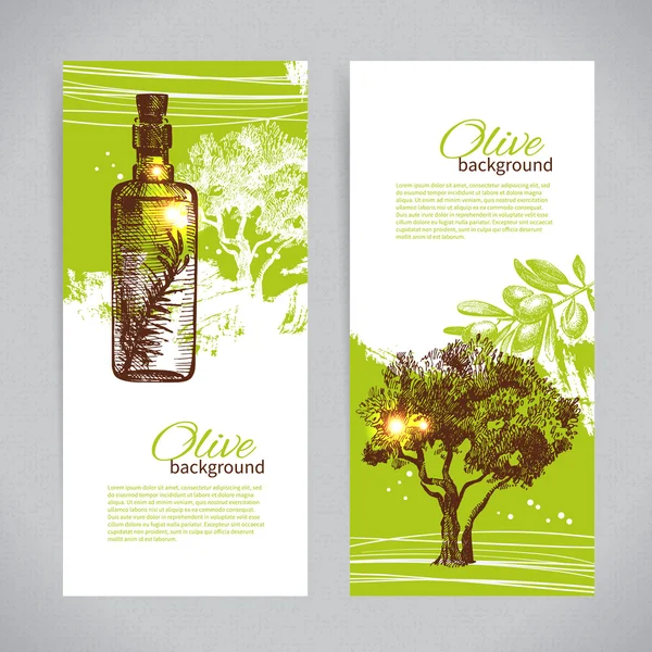 Banner set of vintage olive background splash backgrounds — Stock Vector