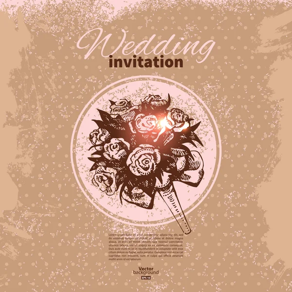 Invitación de boda. Fondo dibujado a mano Vintage — Vector de stock