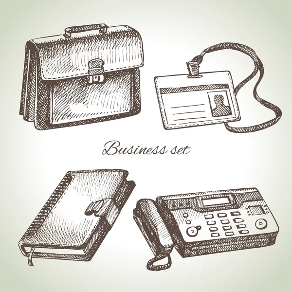 Business set. Handgezeichnete Illustrationen — Stockvektor