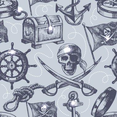 Elle çizilmiş kusursuz korsan deseni