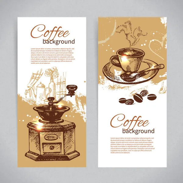 Banner set van vintage koffie achtergronden. menu voor restaurant, c — Stockvector