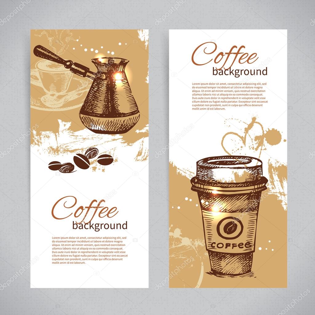 Banner set of vintage coffee backgrounds. Menu for restaurant, c Stock  Vector Image by ©pimonova #24707261