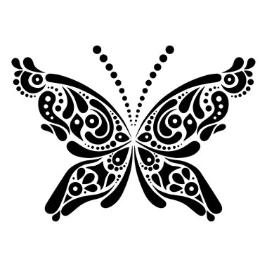Güzel kelebek dövmesi. Kelebek şeklinde sanatsal desen