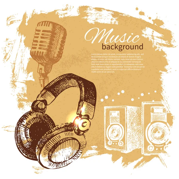 Müzik antika arka plan. el çizilen illüstrasyon