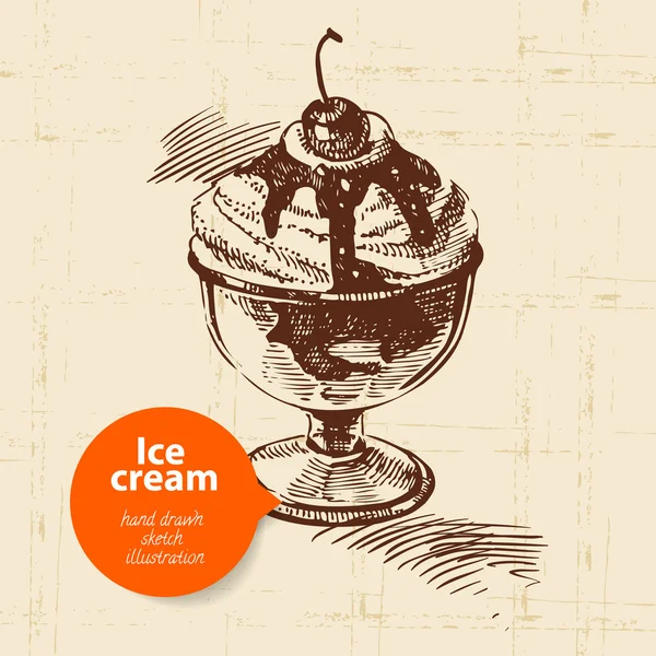 Ročník sladké zmrzliny pozadí s barevné bubliny. ručně kreslenou — Stockový vektor