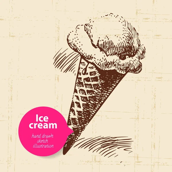 Vintage süßes Eis Hintergrund mit Farbblase. Handgezeichnet — Stockvektor