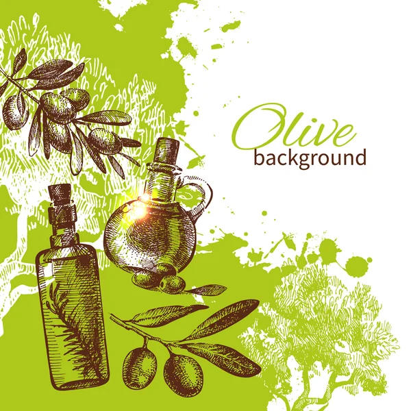 Fondo de oliva vintage. ilustración dibujada a mano — Vector de stock