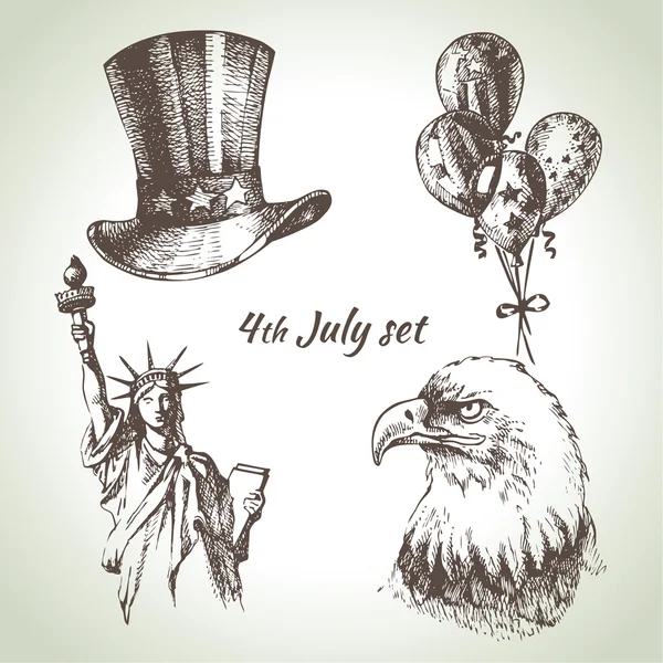 4 lipca zestaw. Dzień Niepodległości Ameryki — Wektor stockowy