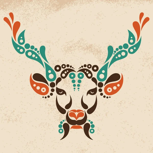 Deer tattoo, symbol decoration illustration. Pattern in shape of — Stock Vector
