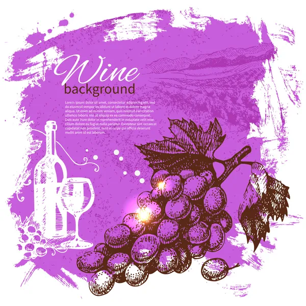 Wine vintage background. Hand drawn illustration. Splash blob re — Stock Vector