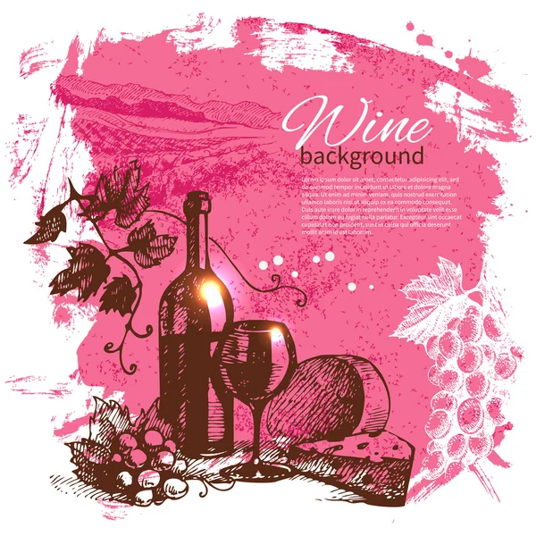 Wine vintage background. Hand drawn illustration. Splash blob re — Stock Vector