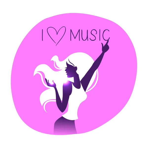 Fond disco avec silhouette de fille de danse — Image vectorielle