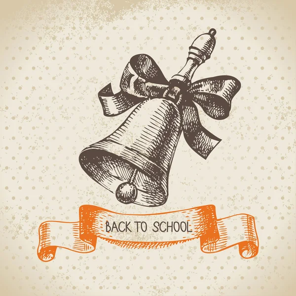 Vintage vector background with hand drawn back to school illustr — Stock Vector