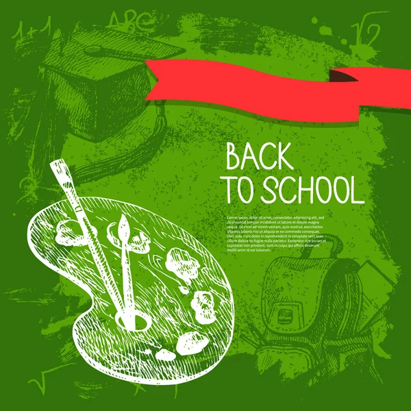 Back to school vector design. Hand drawn vintage background — Stock Vector