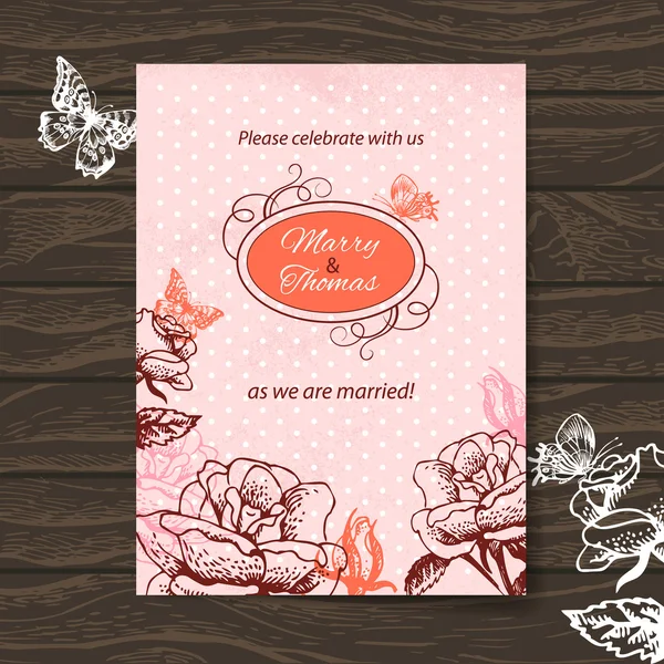 Carte d'invitation de mariage. — Image vectorielle