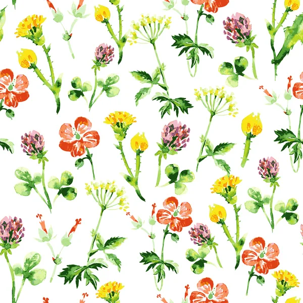 Aquarell florales nahtloses Muster. Vintage Retro Sommer Hintergrund — Stockvektor