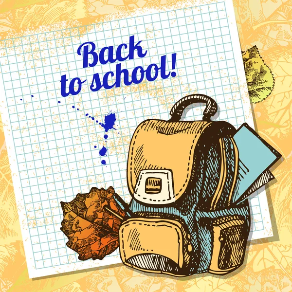 Back to school vector design. Hand drawn vintage background — Stock Vector