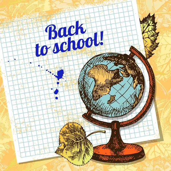 Back to school vector design. Hand drawn vintage background — Stock Vector