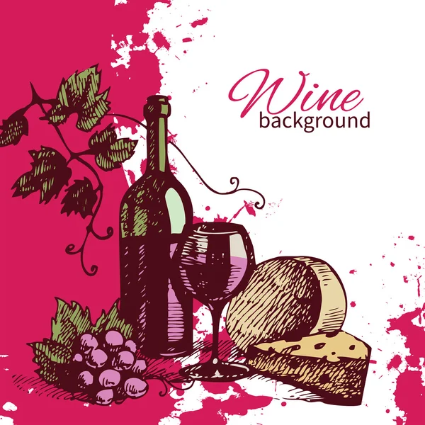 Wine vintage background. Hand drawn illustration. Splash blob re — Stock Vector