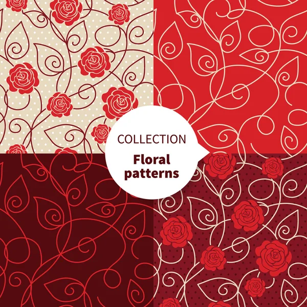 Conjunto de patrón floral vector sin costura — Vector de stock