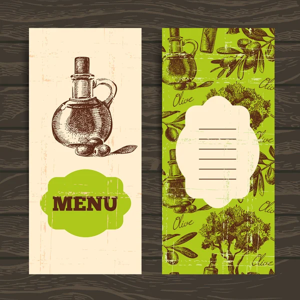 Menu for restaurant, cafe, bar. Olive vintage background. — Stock Vector