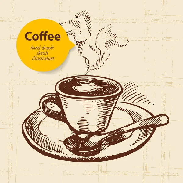 Hand drawn vintage coffee background — Stock Vector