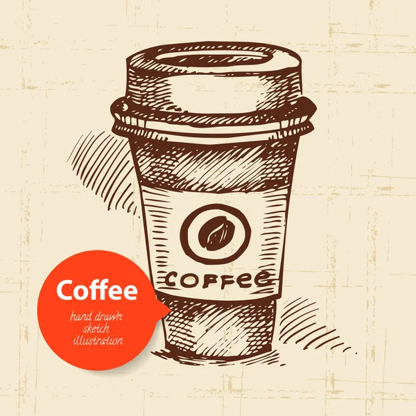 Handgezeichnet vintage Kaffee Hintergrund — Stockvektor