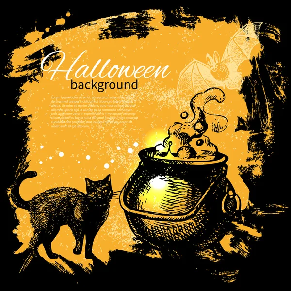 Halloween background. Hand drawn illustration — Stock Vector