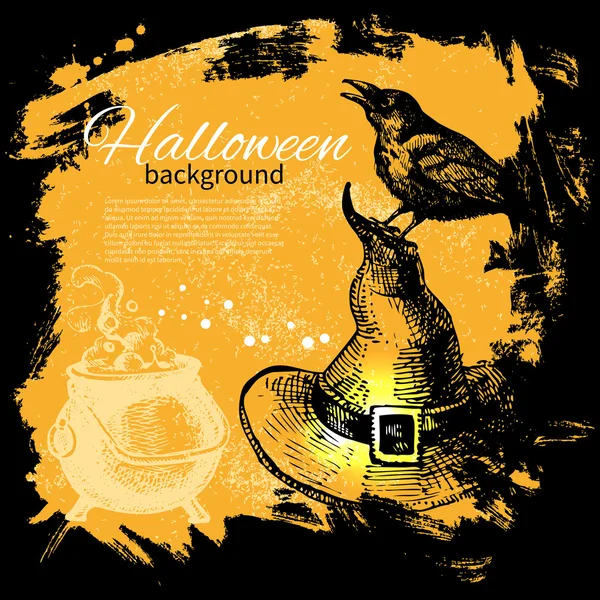 Halloween background. Hand drawn illustration — Stock Vector