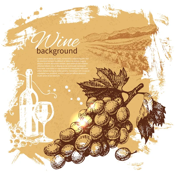 Vino de fondo vintage. Ilustración hecha a mano. Mancha de salpicadura re — Vector de stock