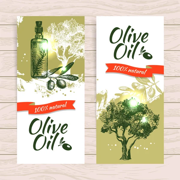 Banner set of vintage olive background splash backgrounds — Stock Vector