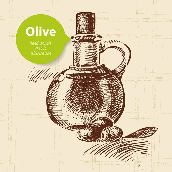 Vintage olive background. Hand drawn illustration — Stock Vector