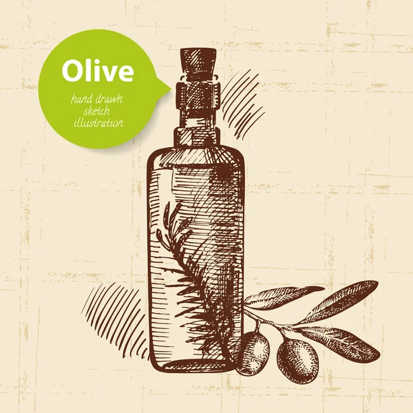 Fondo de oliva vintage. ilustración dibujada a mano — Vector de stock