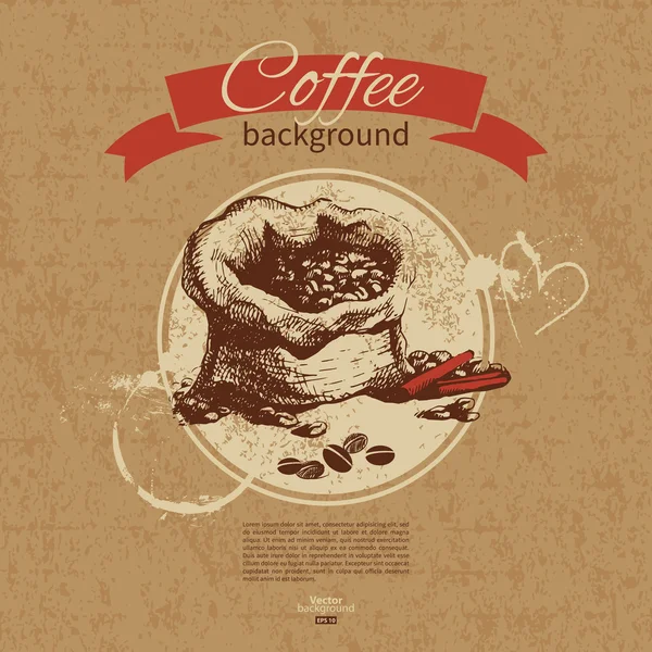 Hand dras vintage kaffe bakgrund. — Stock vektor