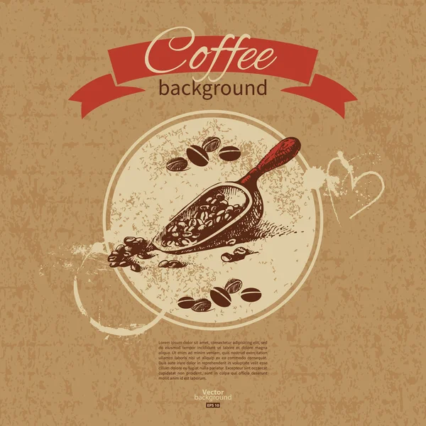 Hand drawn vintage coffee background. — Stock Vector