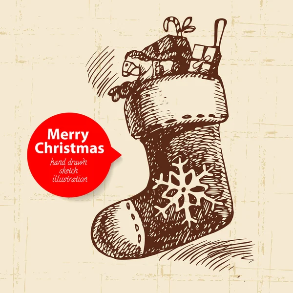 Kerstmis achtergrond met de hand getekende illustratie — Stockvector