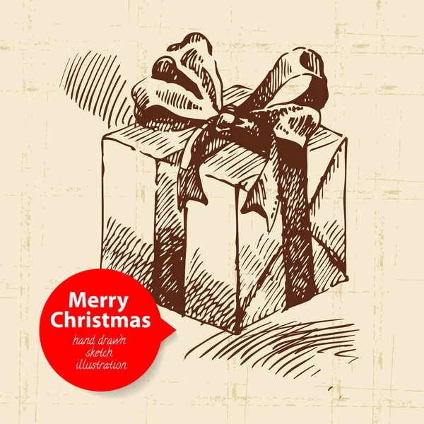 Latar belakang Natal dengan ilustrasi gambar tangan - Stok Vektor